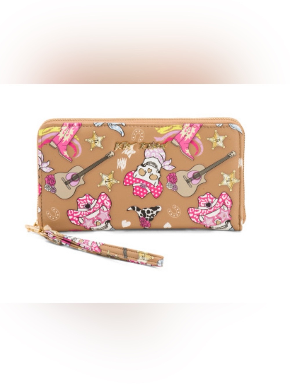 Betsey Johnson Cowgirl Skull Guitar Wristlet Wallet